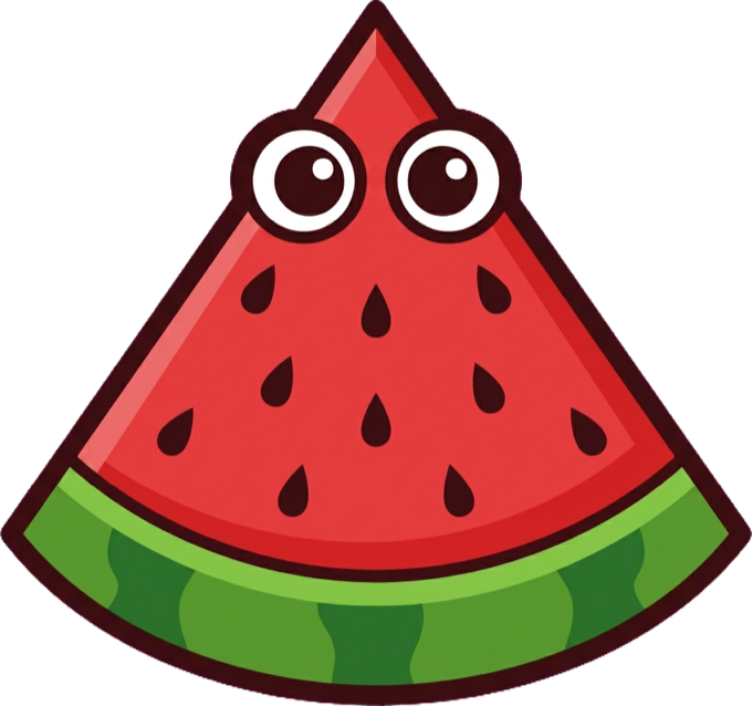 Pulp Rider watermelon mascot riding a juice trail